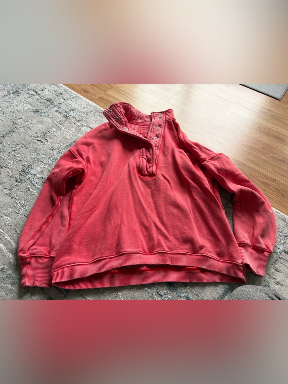 aerie Coral Snap-Neck Pullover Sweater